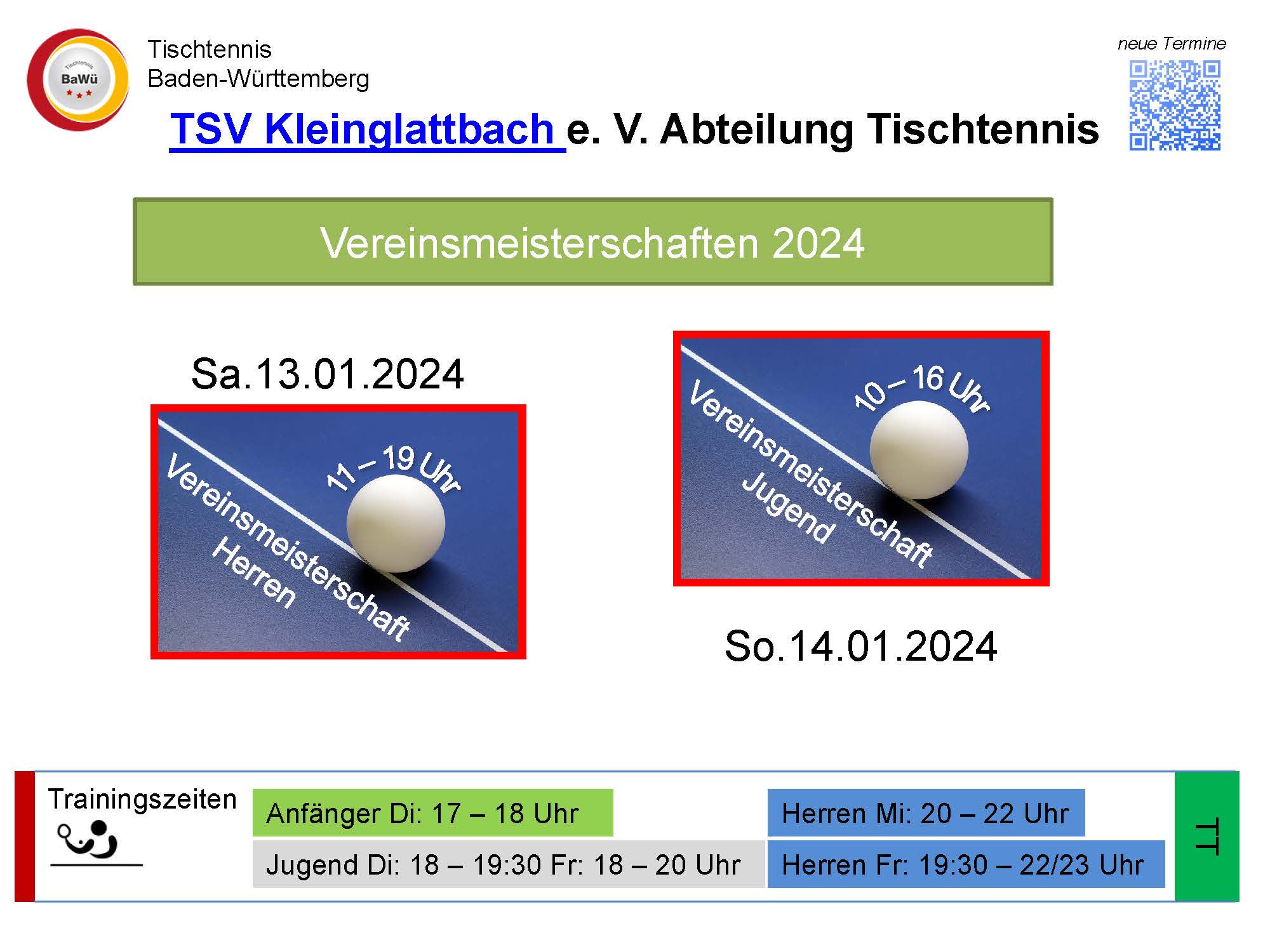 Vorschau Tischtennis-Termine KW2 2024