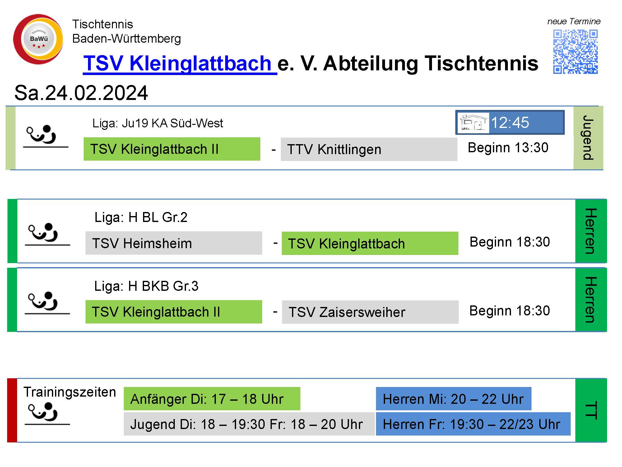 Vorschau Tischtennis-Termine KW08 2024