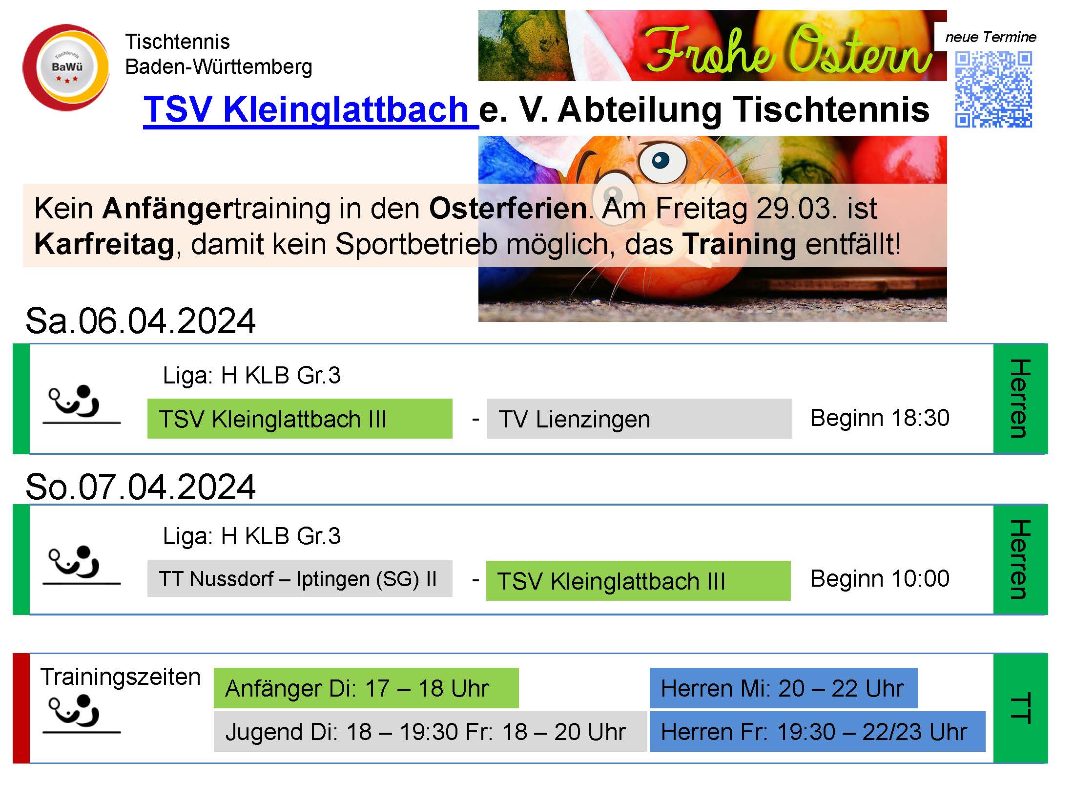 Vorschau Tischtennis-Termine KW13 2024