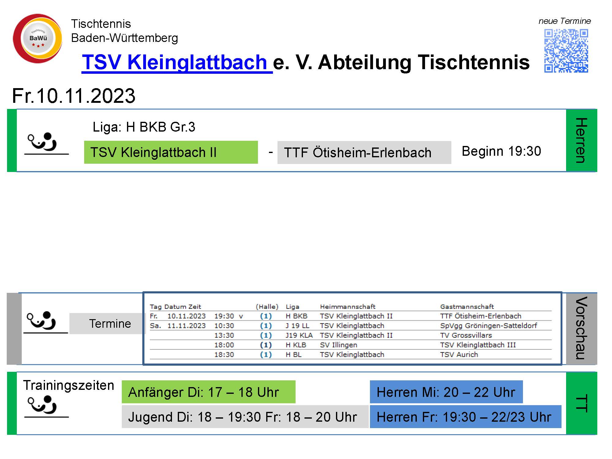 Vorschau Tischtennis-Termine KW45 2023 Seite 1