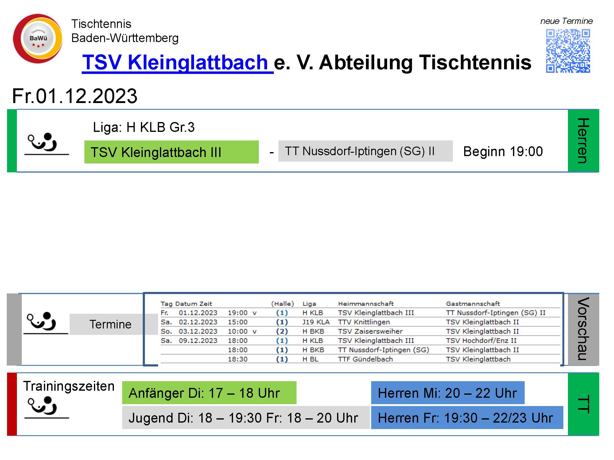 Vorschau Tischtennis-Termine KW48 2023 Seite 1